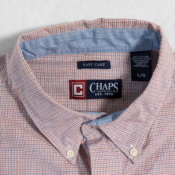 CHAPS MEN'S LONG SLEEVE BUTTON UP FRONT COLLAR SHIRT SIZE LARGE RALPH LAUREN LG - Picture 5 of 16